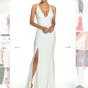 Dress the Population Iris White Crepe Trumpet Gown (Wedding)